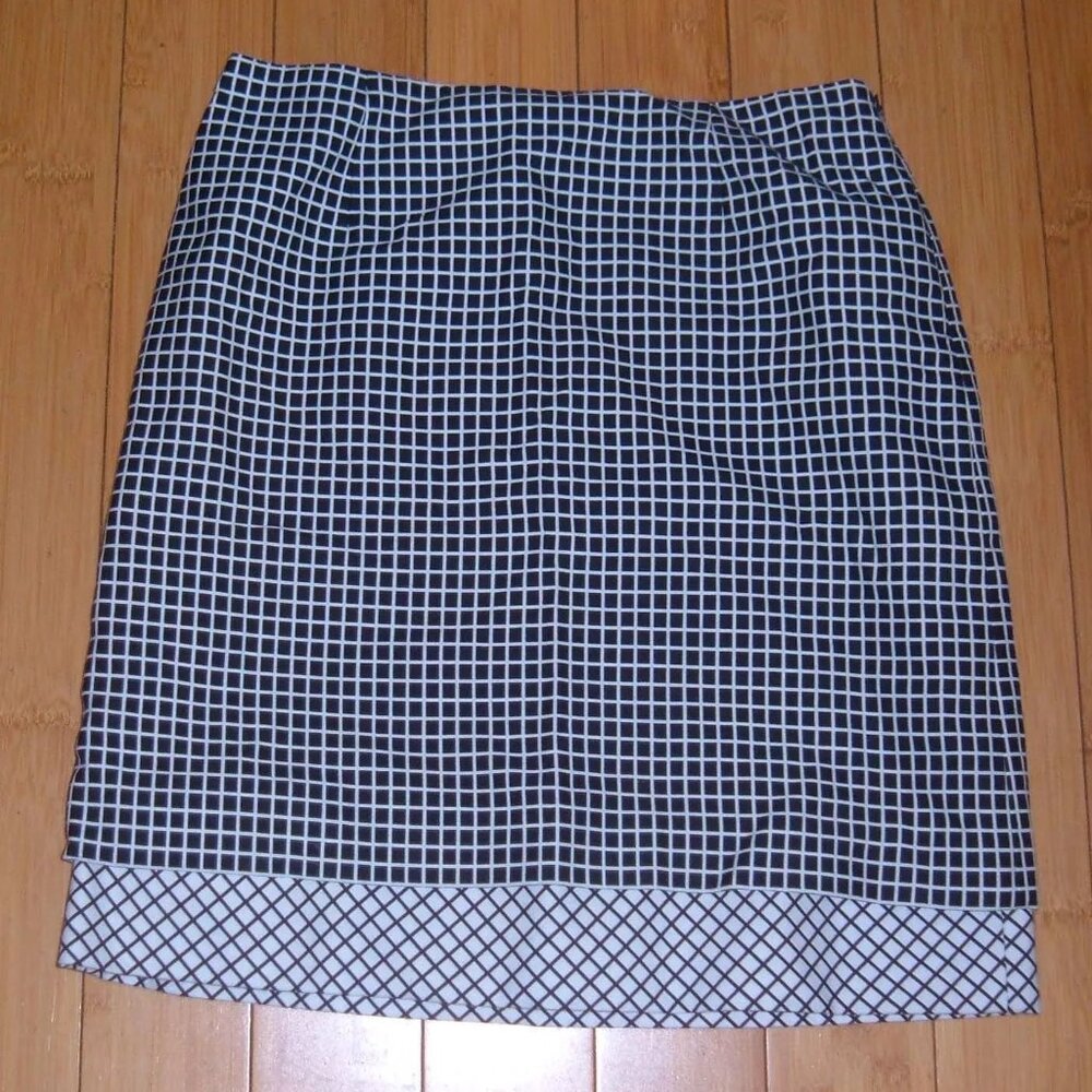 Worth black white check cotton career a-line skirt NWT 8 m classic!